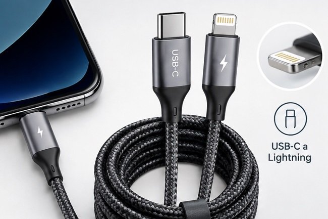 cable de carga de celular de tipo c a lightning iphone