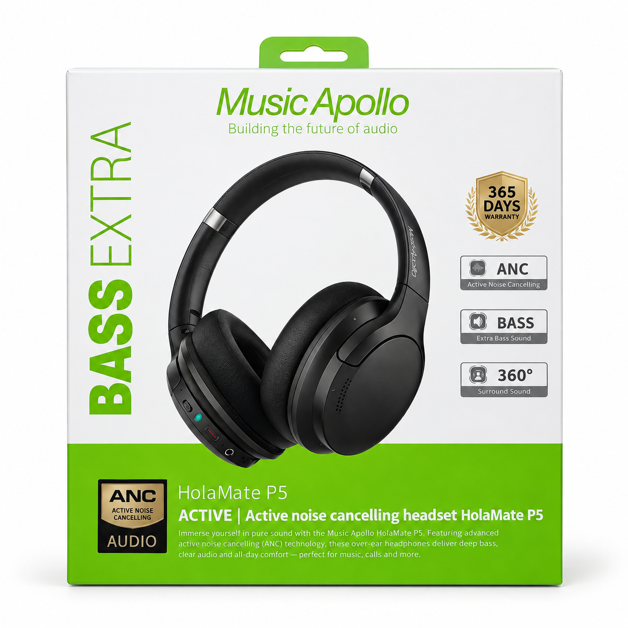 caja de auriculares music apollo p5